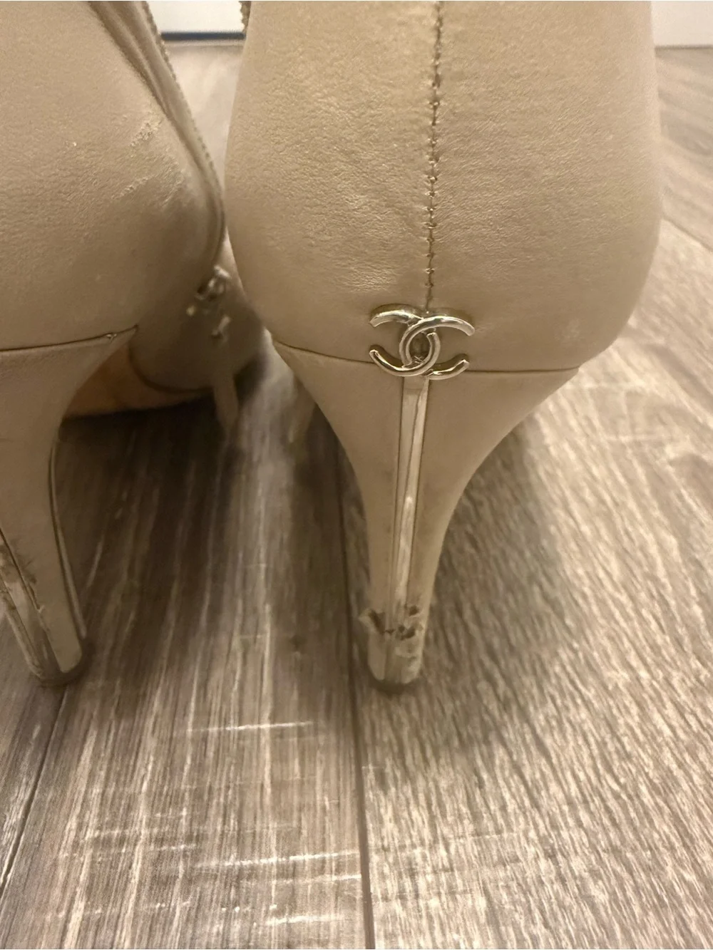 Chanel Women’s Interlocking C Lambskin Leather Beige Ankle Boots Size 37